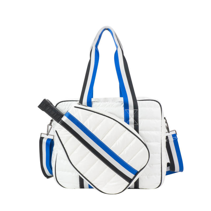 Quilted Puffer Pickleball Bag White