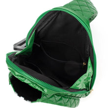 Load image into Gallery viewer, Pickleball Crossbody Sling Bag Green with Navy and White Stripe
