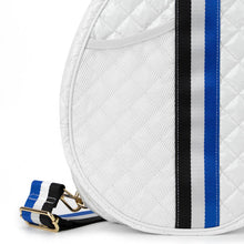 Load image into Gallery viewer, Pickleball Crossbody Sling Bag White with Blue Stripes
