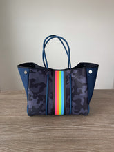 Load image into Gallery viewer, Neoprene Tote Black Camo with Rainbow Racer Stripe
