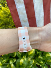 Load image into Gallery viewer, Pale Pink &amp; White Buffalo Plaid Silicone Band for Apple Watch
