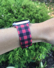Load image into Gallery viewer, Red &amp; Black Gingham Plaid Silicone Band for Apple Watch
