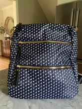 Load image into Gallery viewer, Navy Geometric Water-Repellent Trendy Backpack with Gold Hardware
