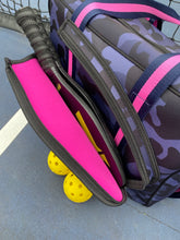 Load image into Gallery viewer, Neoprene Pickleball Bag Navy Camo with Pink Racer Stripe
