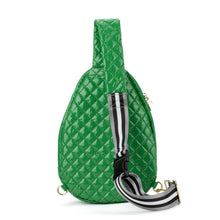 Load image into Gallery viewer, Pickleball Crossbody Sling Bag Green with Navy and White Stripe
