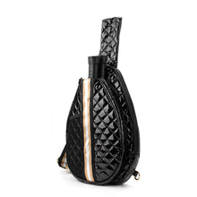 Load image into Gallery viewer, Pickleball Crossbody Sling Bag Black with Gold Stripes
