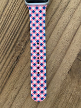 Load image into Gallery viewer, Pink and Navy Check Plaid Silicone Band for Apple Watch
