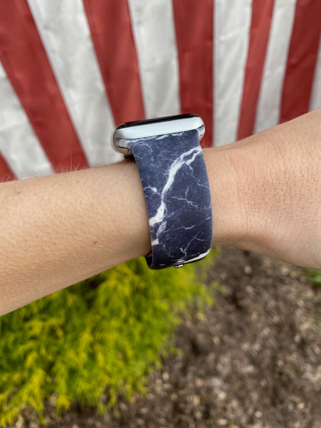 Black and White Marble Silicone Band for Apple Watch