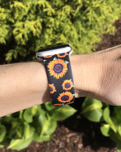 Load image into Gallery viewer, Black Sunflower Silicone Band for Apple Watch
