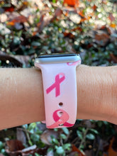 Load image into Gallery viewer, Pink Cancer Ribbon Silicone Band for Apple Watch

